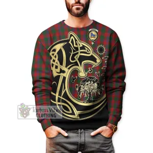 Bruce Old Tartan Sweatshirt with Family Crest Celtic Wolf Style