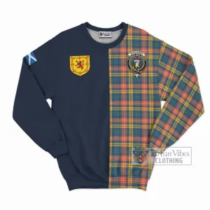 Buchanan Ancient Tartan Sweatshirt Alba with Scottish Lion Royal Arm Half Style