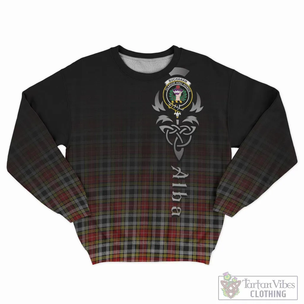 Buchanan Old Dress Tartan Sweatshirt Featuring Alba Gu Brath Family Crest Celtic Inspired