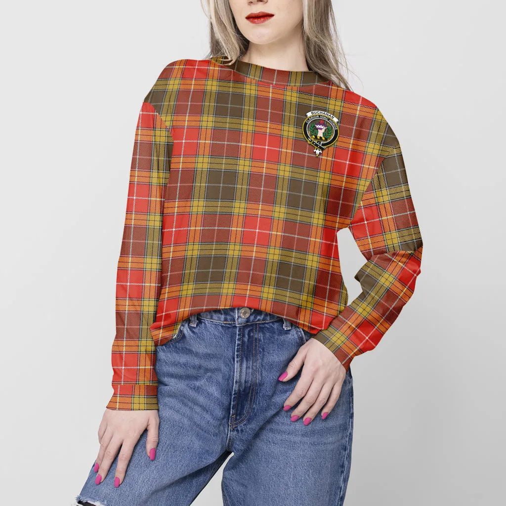 Buchanan Old Set Weathered Tartan Sweatshirt with Family Crest