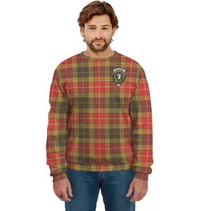 Buchanan Old Set Weathered Tartan Sweatshirt with Family Crest