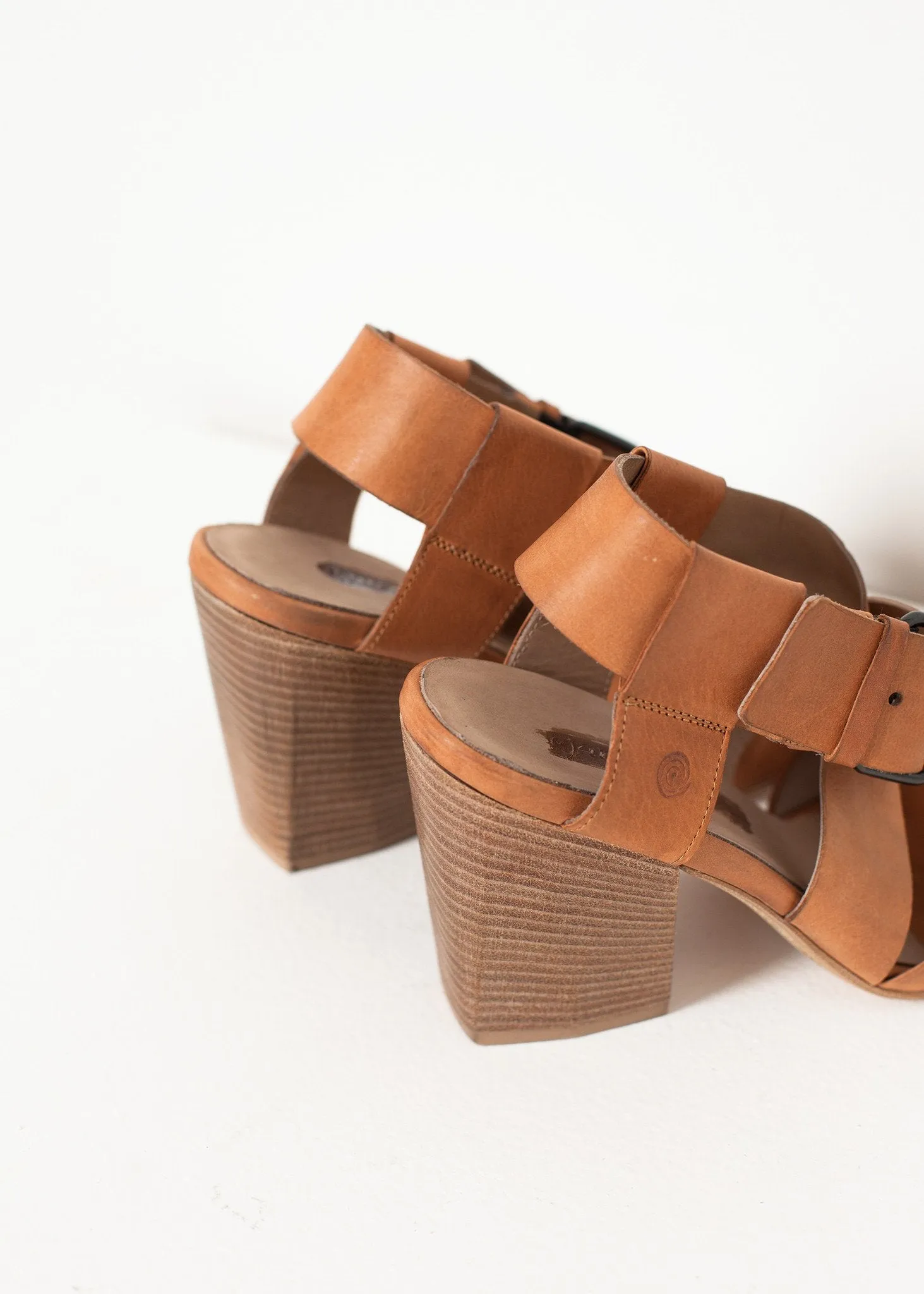 Buckle Strap Heel in Brown