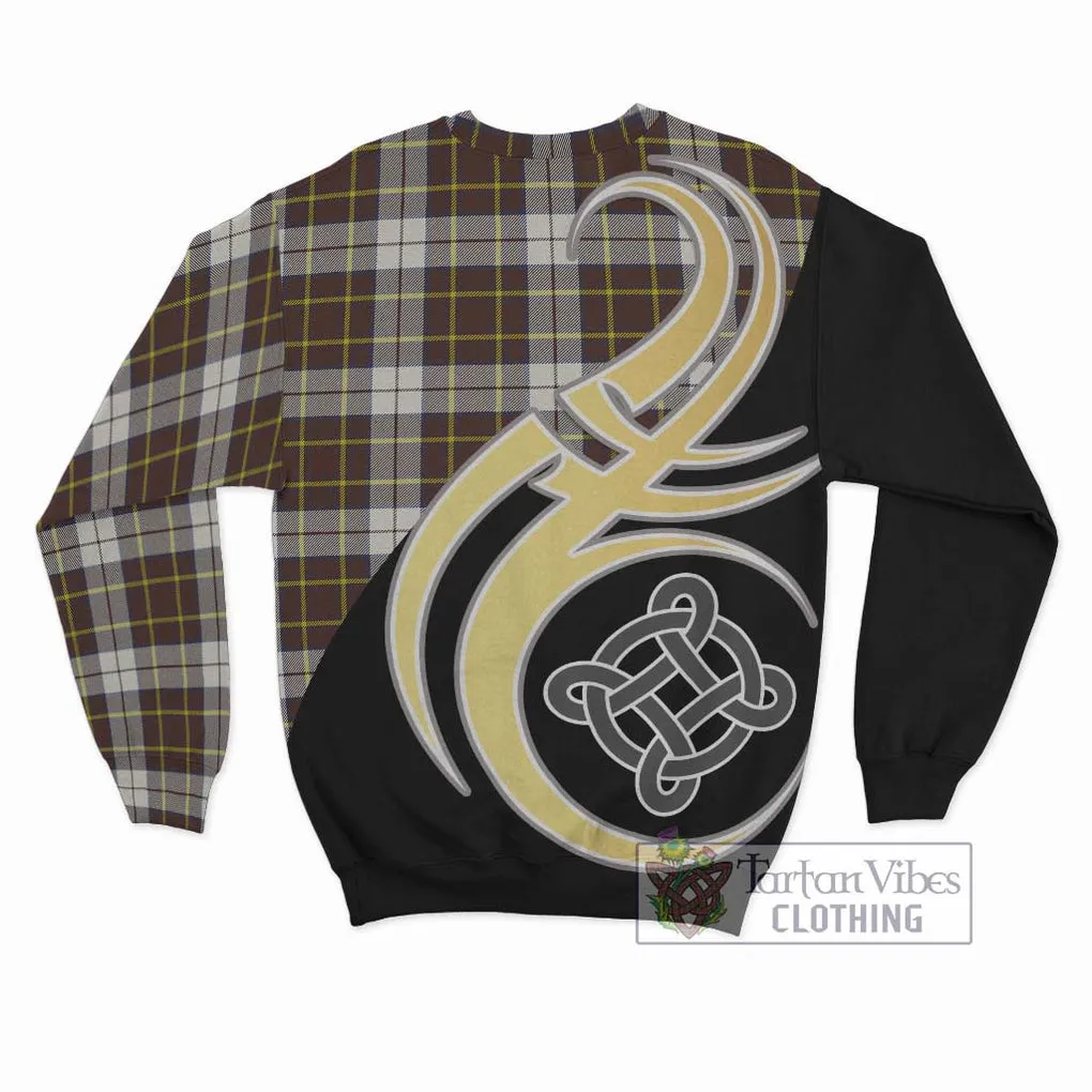 Burns Battalion Weathered Tartan Sweatshirt with Family Crest and Celtic Symbol Style