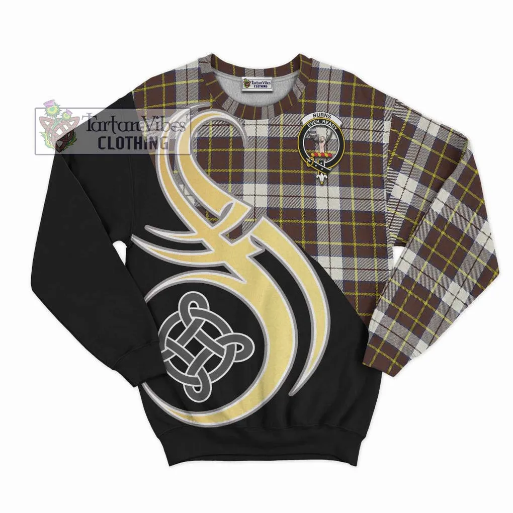 Burns Battalion Weathered Tartan Sweatshirt with Family Crest and Celtic Symbol Style