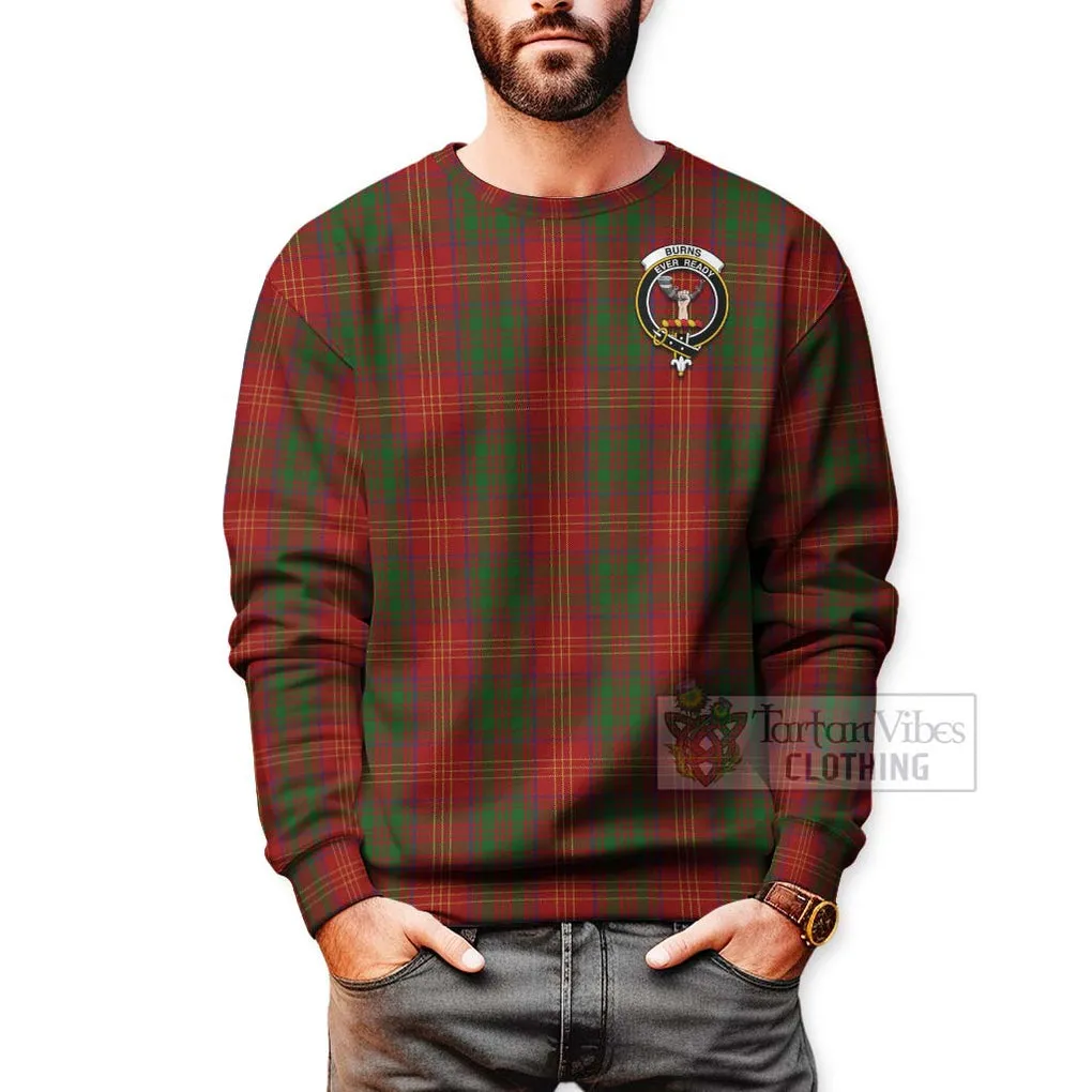 Burns Tartan Sweatshirt with Family Crest and Bearded Skull Holding Bottles of Whiskey