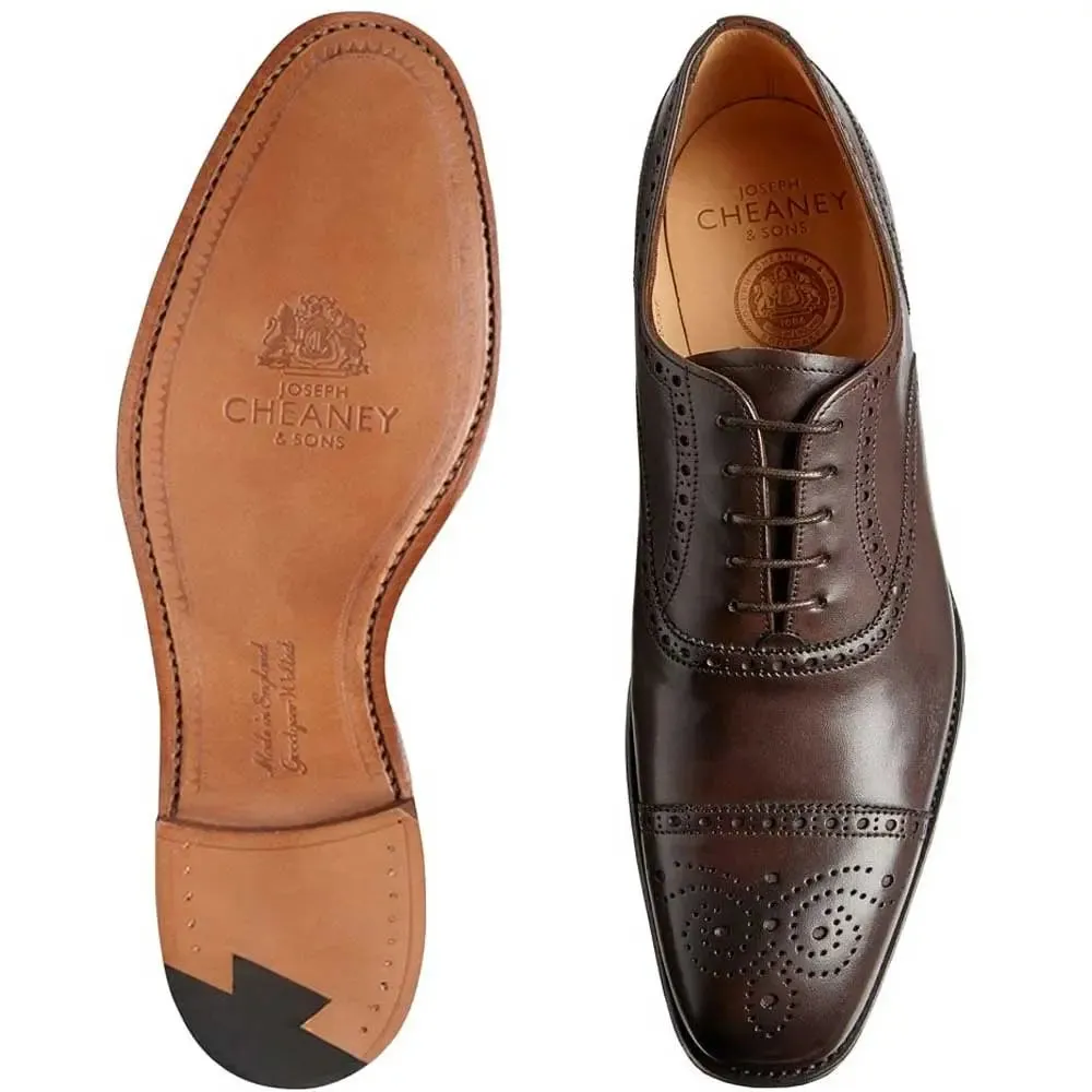 CHEANEY Shoes - Islington Men's Semi Brogue - Mocha Calf