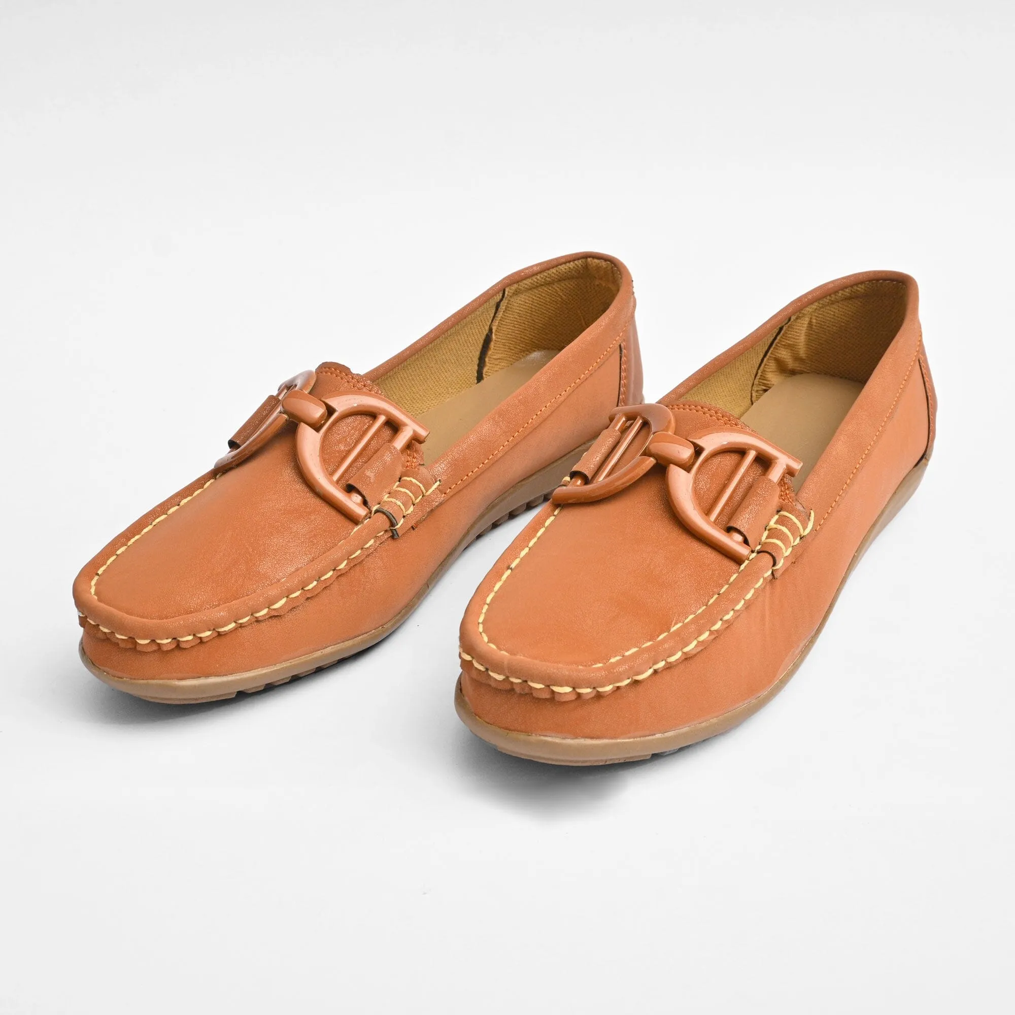 Classic Women's Buckle Design Moccasin Shoes