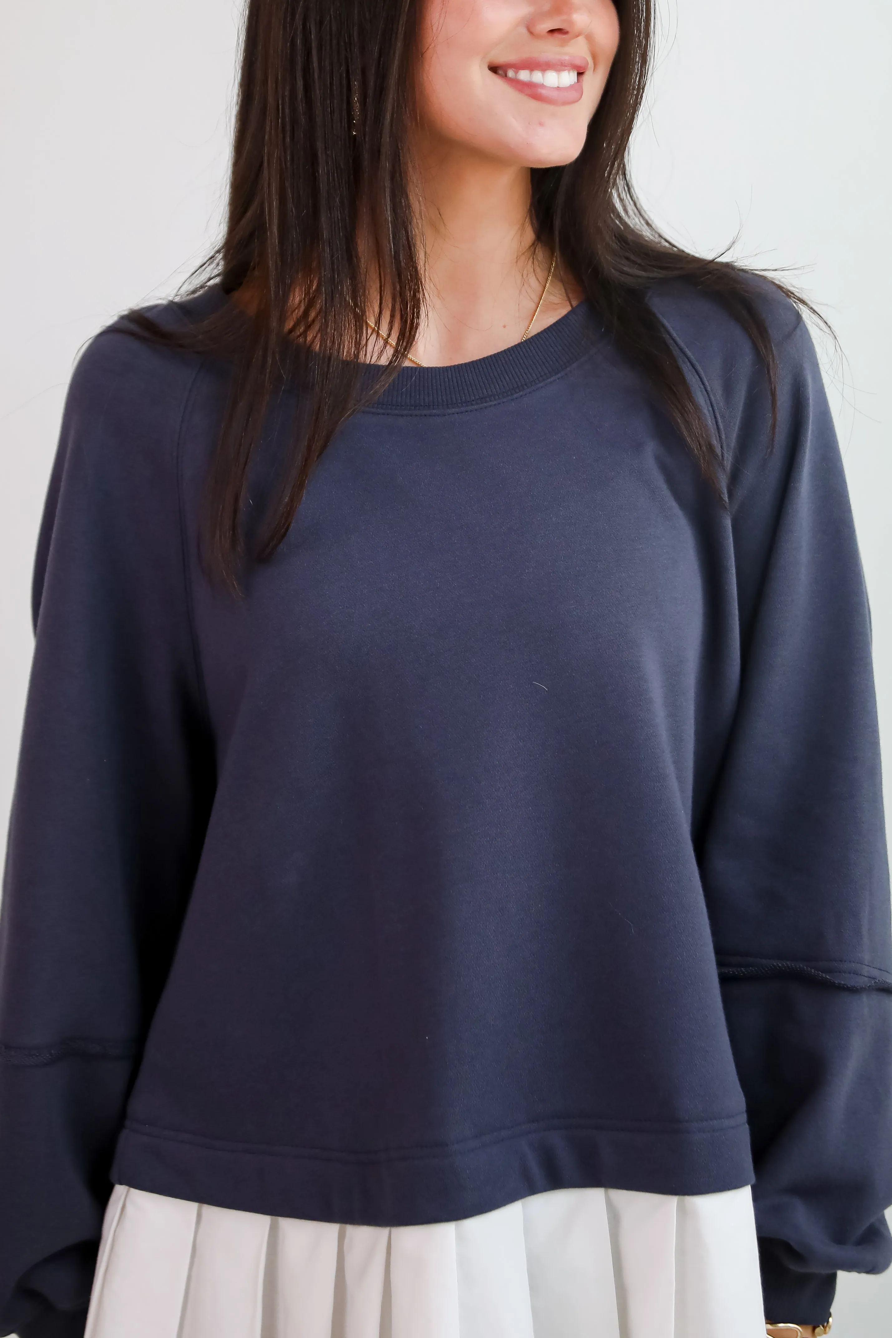 Contemporary Comfort Navy Sweatshirt Dress