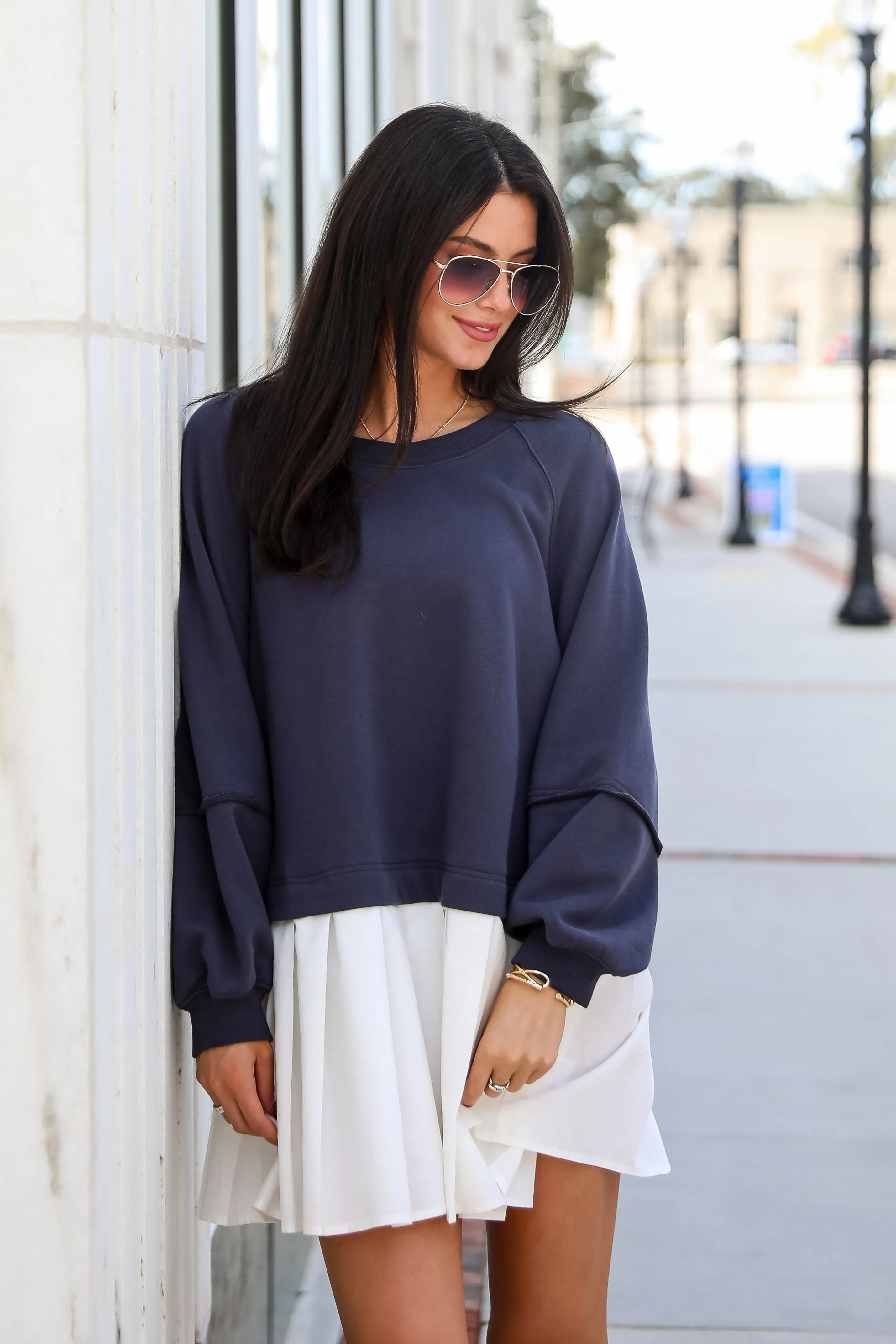 Contemporary Comfort Navy Sweatshirt Dress