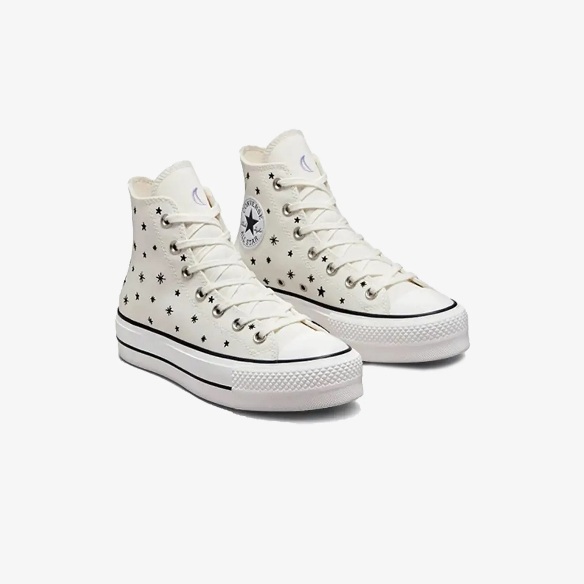 Converse | CHUCK TAYLOR ALL STAR LIFT PLATFORM EMBROIDERED STARS  { EGRET/BLACK/MOONSTONE VIOLET