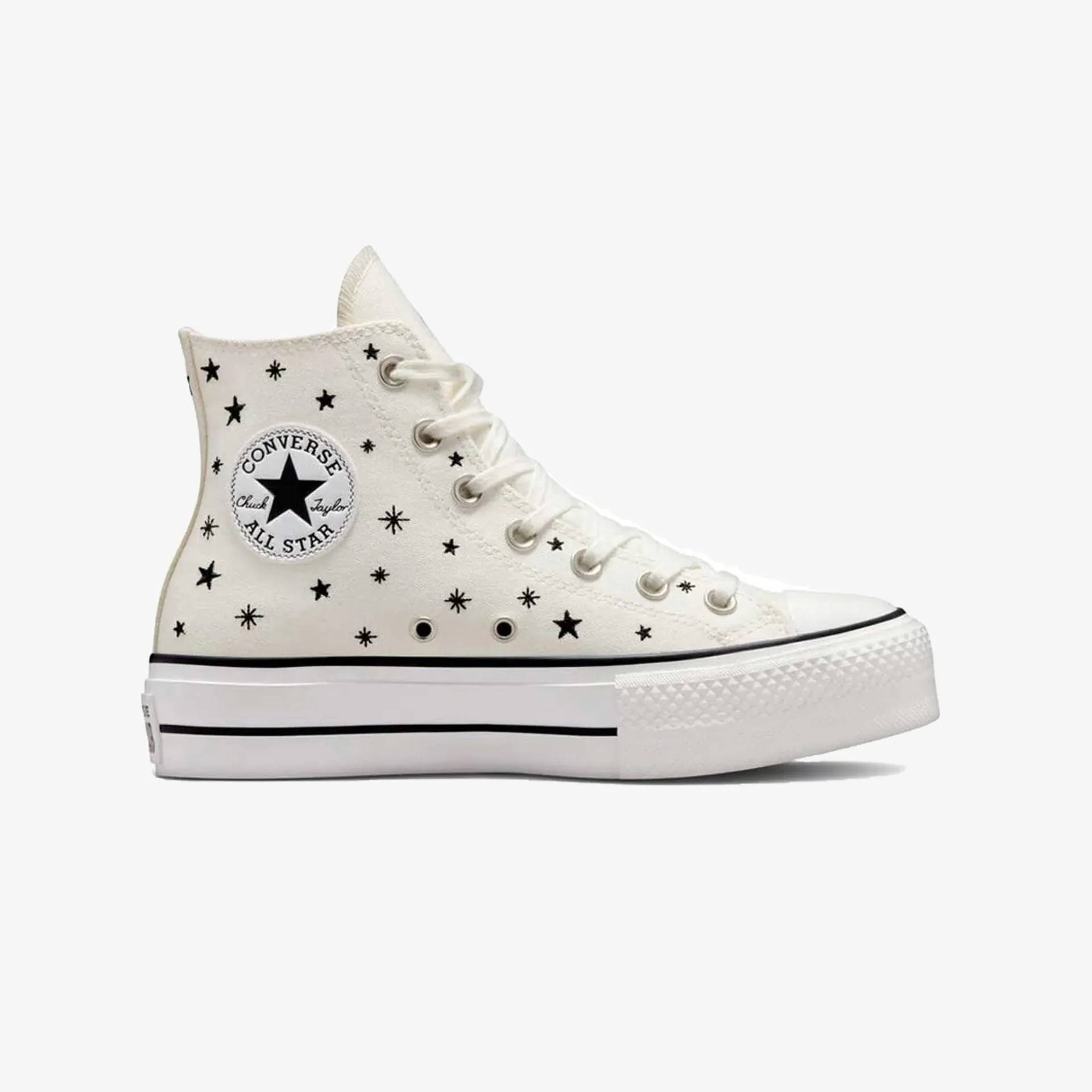 Converse | CHUCK TAYLOR ALL STAR LIFT PLATFORM EMBROIDERED STARS  { EGRET/BLACK/MOONSTONE VIOLET