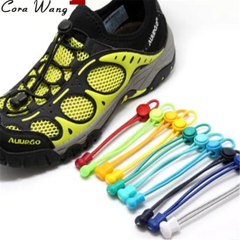 CORA WANG 100CM 1 pair fashion No Tie Locking Shoelaces sneaker elastic Shoelaces children safe elastic shoe lace BSL666B