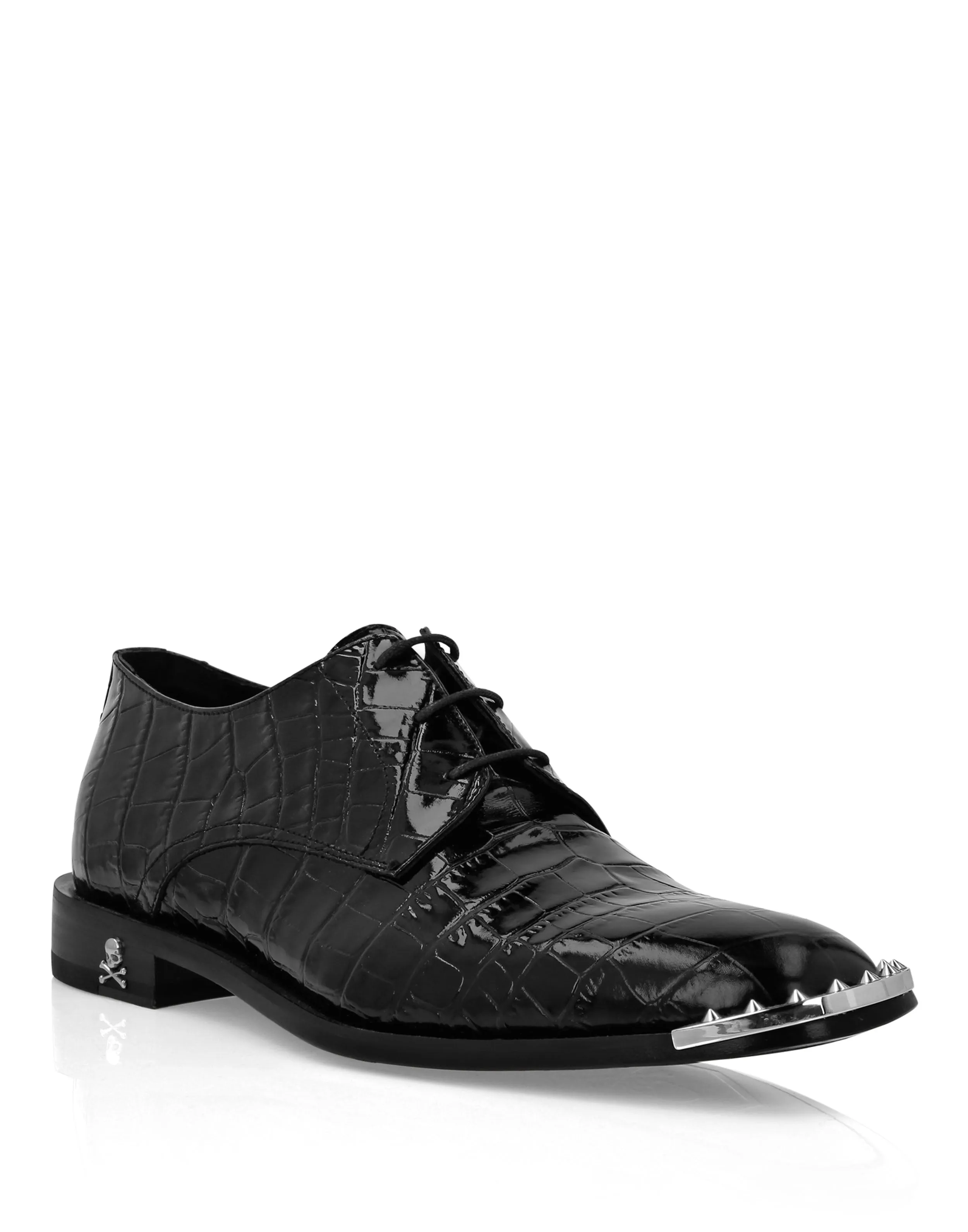 Croco Lace Up Shoes Skull & Bones