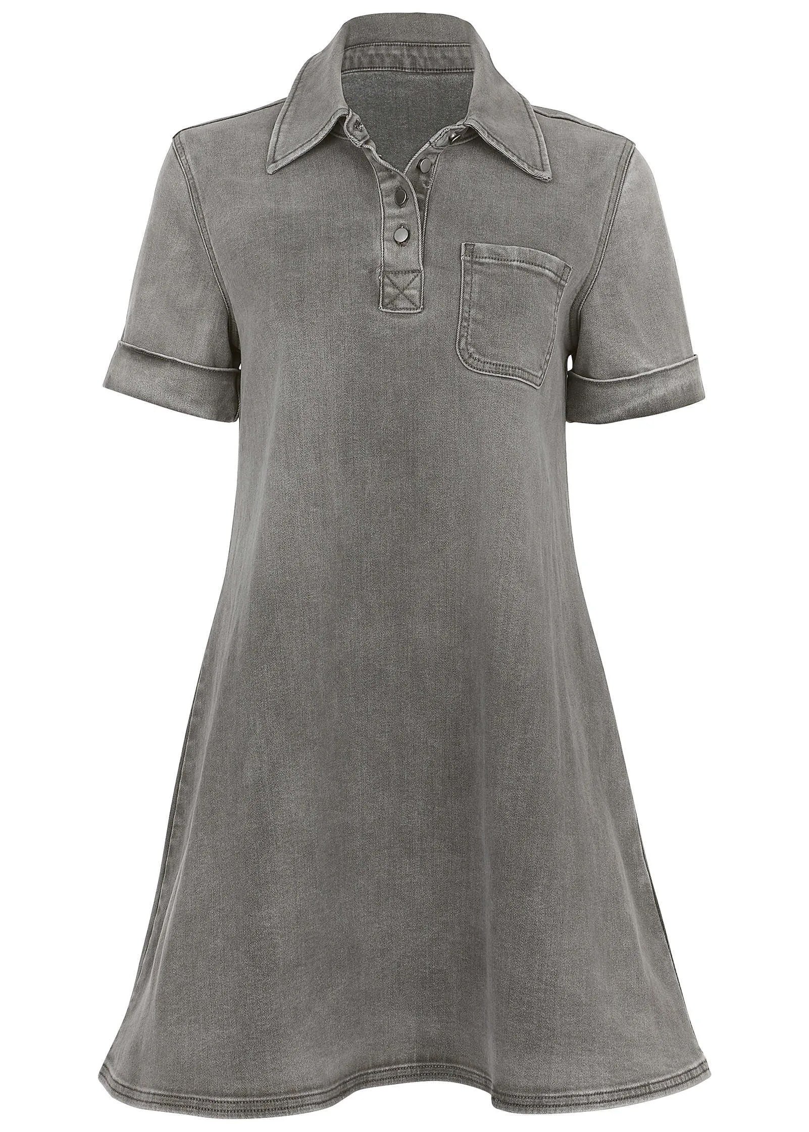 Denim Mini Dress - Grey Wash