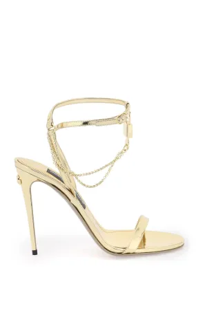 Dolce & gabbana laminated leather sandals with charm