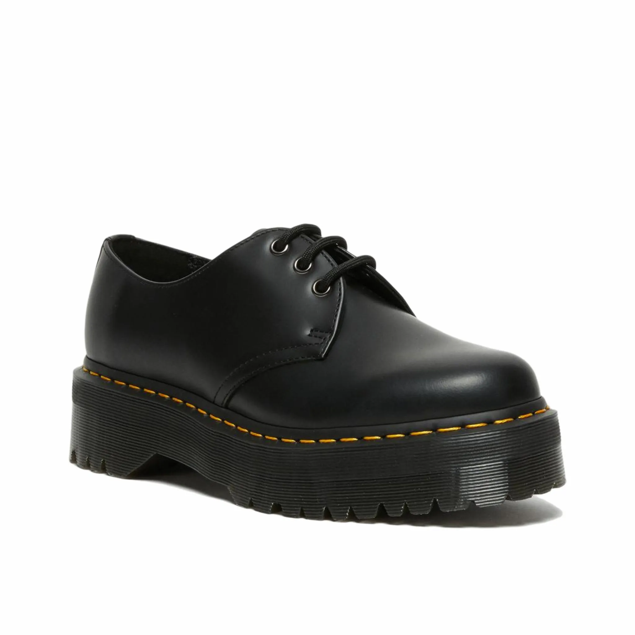 Dr. Martens 1461 Quad Smooth Leather Platform Shoes (Black)