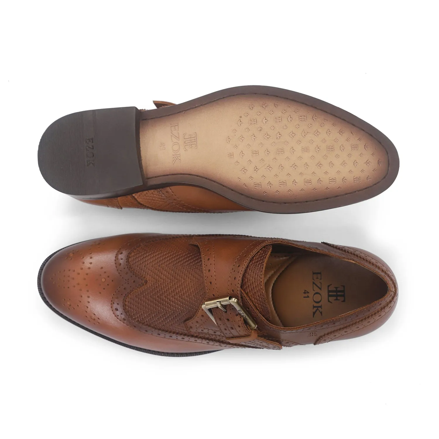 Ezok Tan Single Strap Monk Shoes