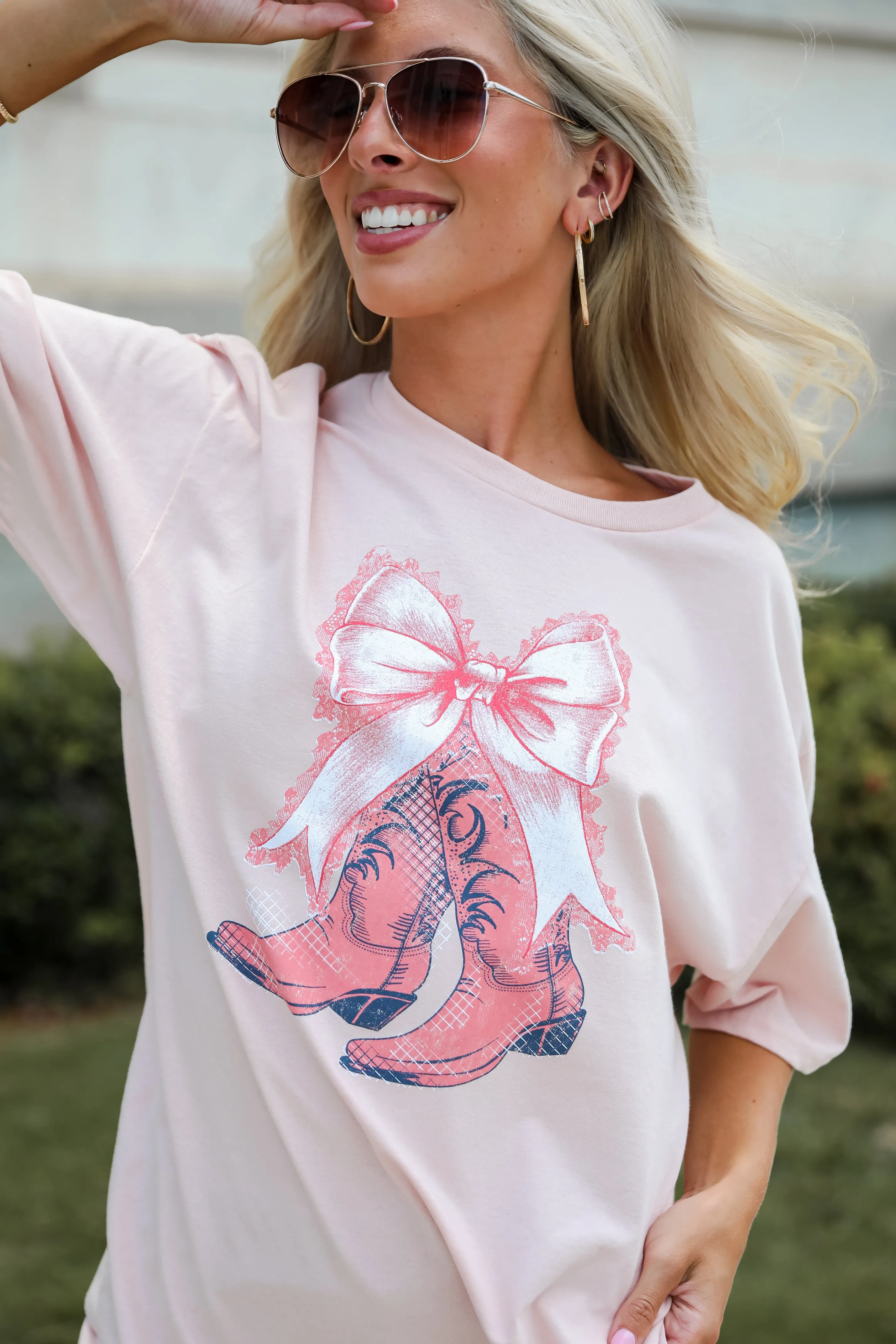 FINAL SALE - Boots & Bows Blush Graphic Tee