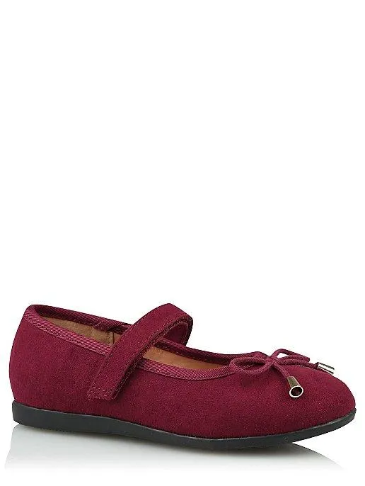 George Burgundy Bow Trim Ballet Girls Shoes