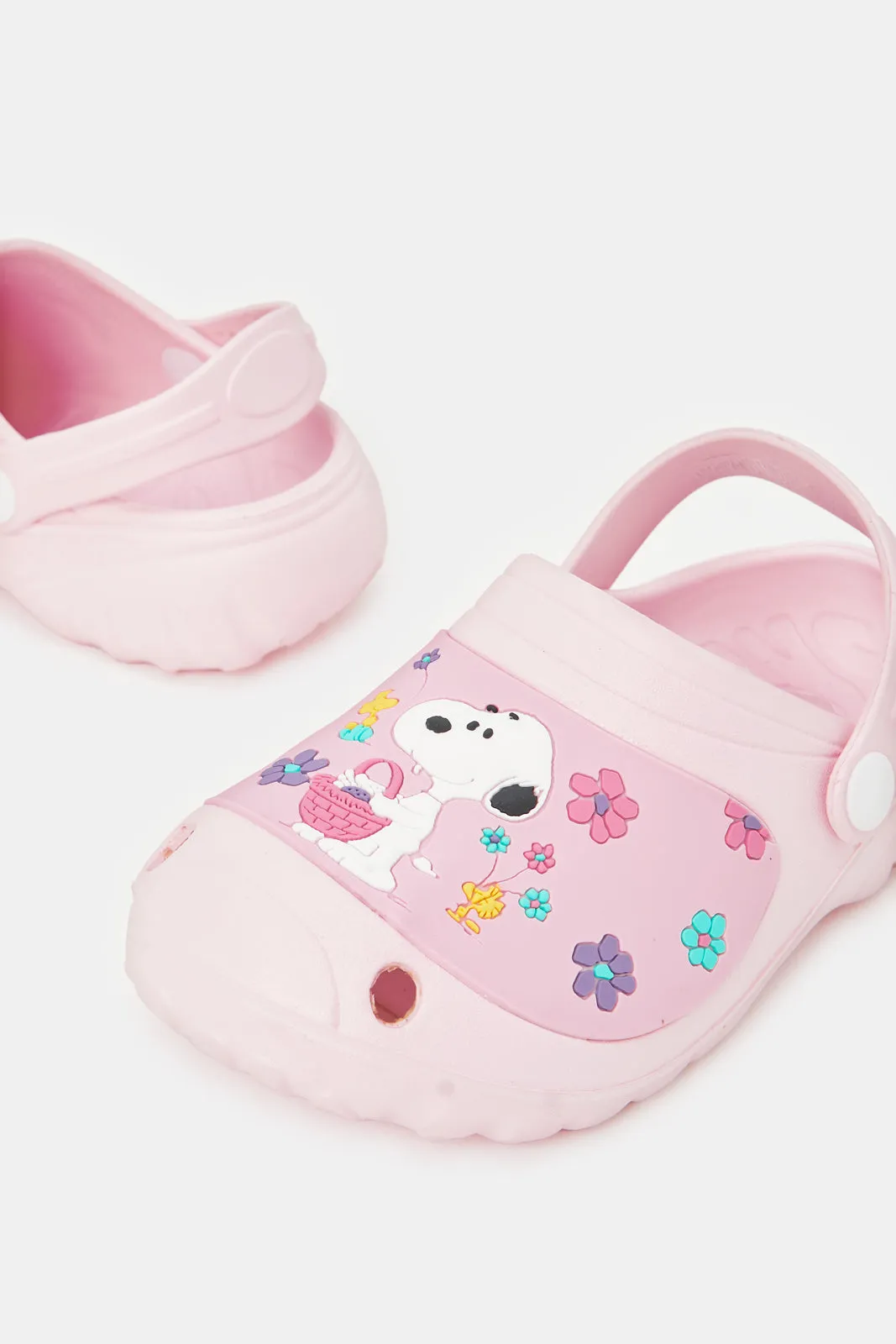 Girls Pink Peanuts Clogs