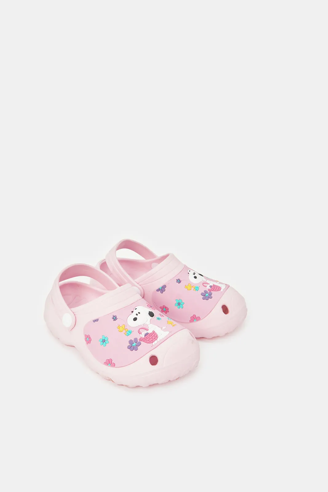 Girls Pink Peanuts Clogs