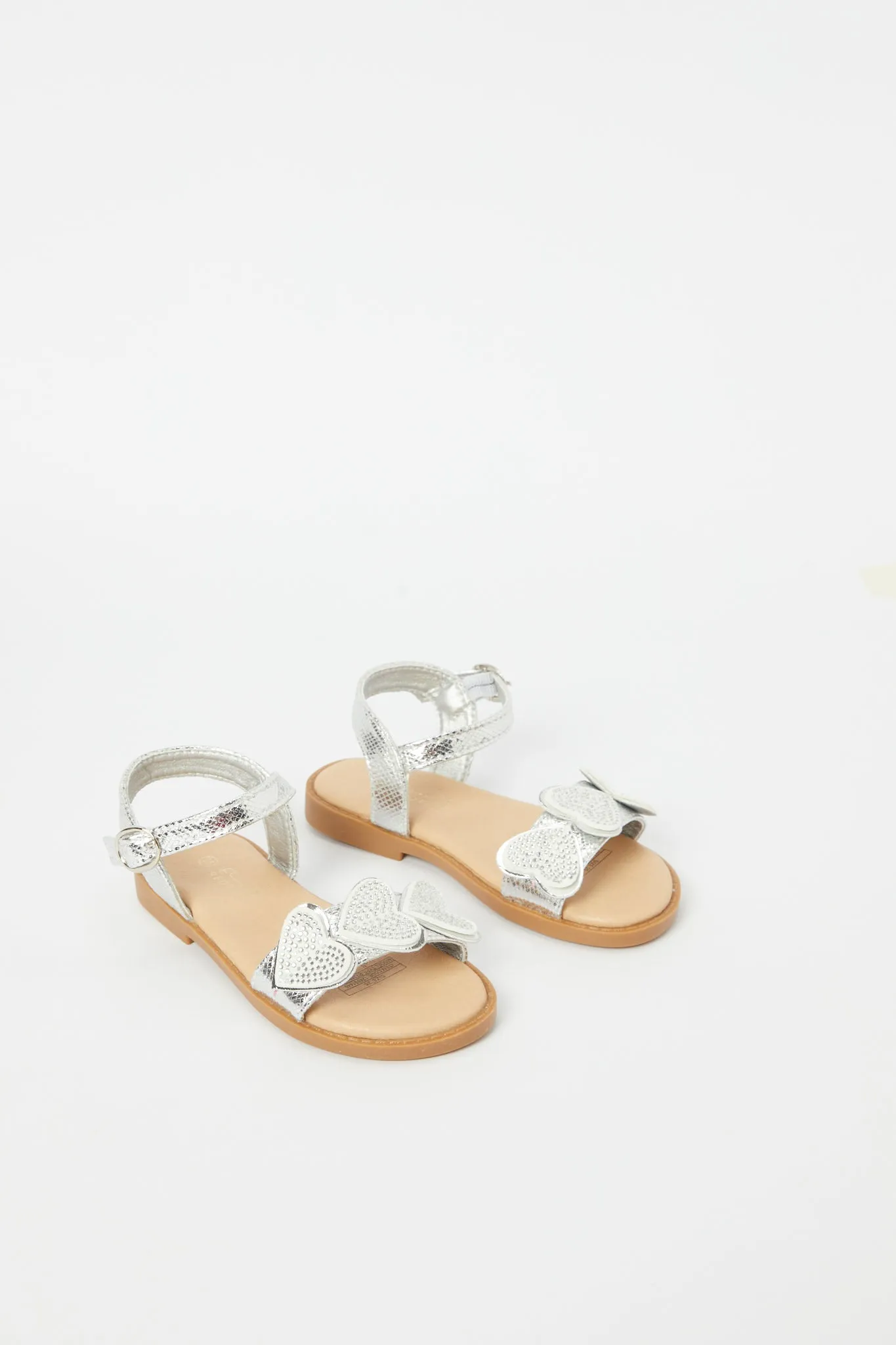 Girls Silver Diamante Sandal