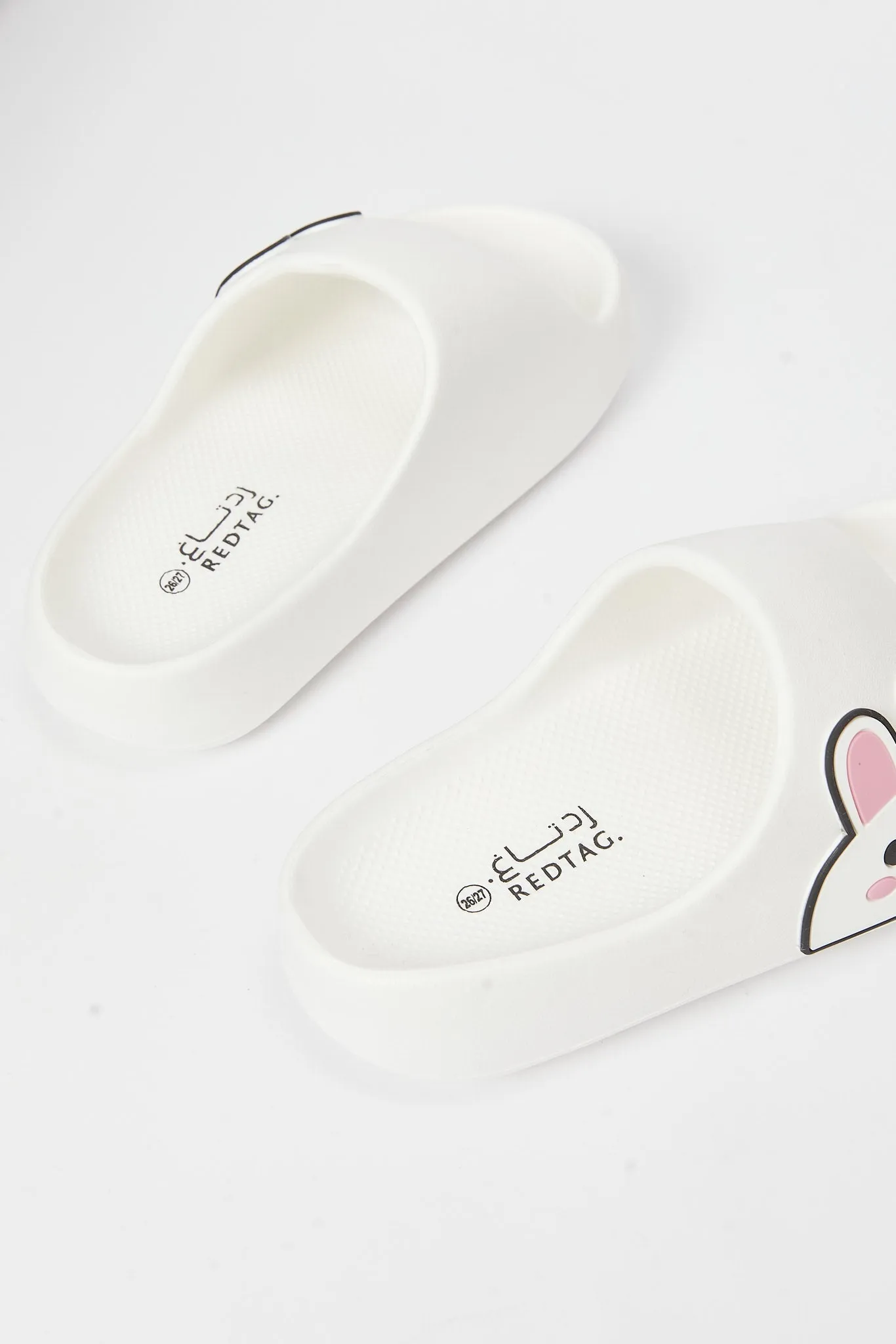 Girls White Bunny Trim Slide