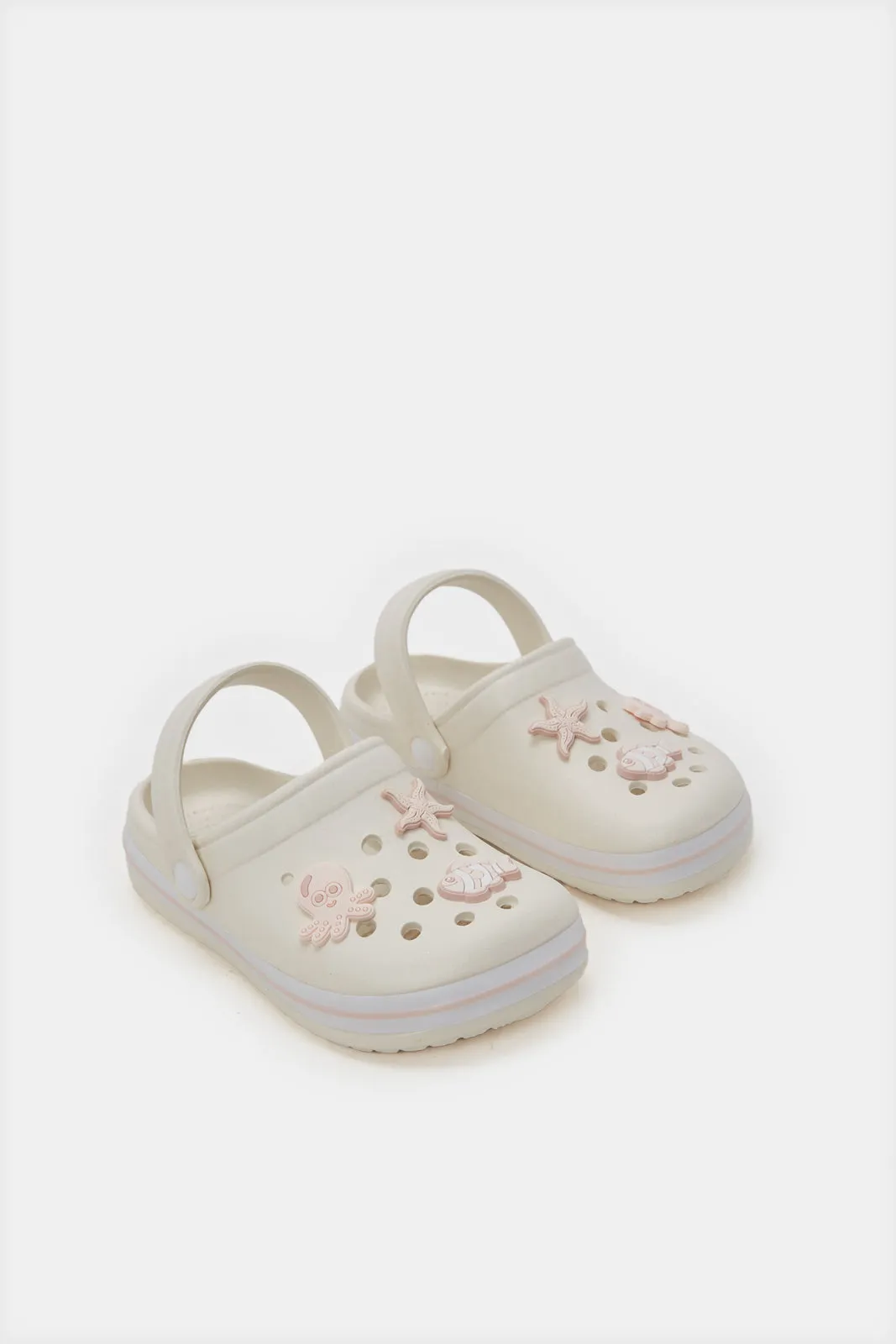 Girls White Patch Clog