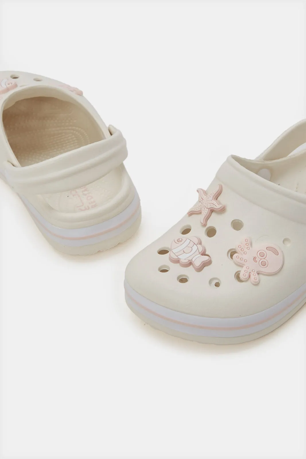 Girls White Patch Clog