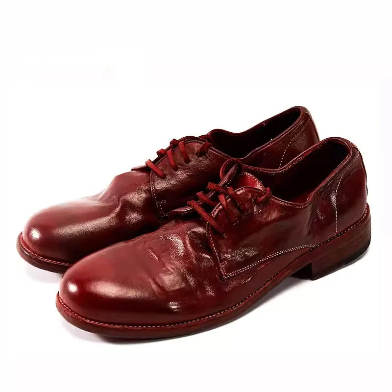 Goodyear Horse Leather Oxfords For Women Classic Leather Sole Derby in Red/Black