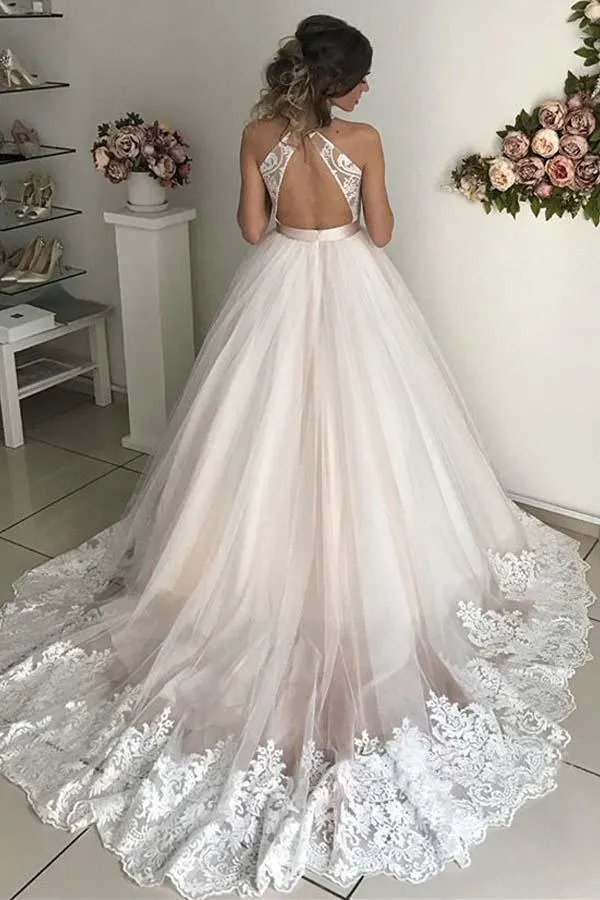 Gorgeous V-Neck Sleeveless Tulle Wedding Dresses  Bridal Gowns  WD306