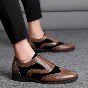 High Quality Genuine Leather Two Color Brogues Shoes