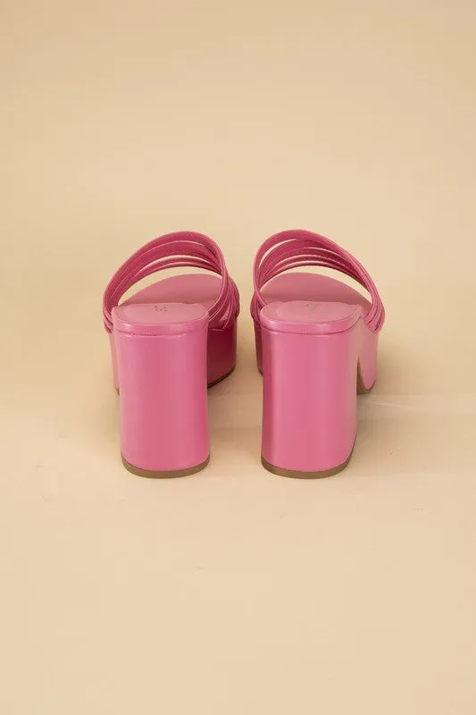 HOT PINK PLATFORM MULE SLIDES