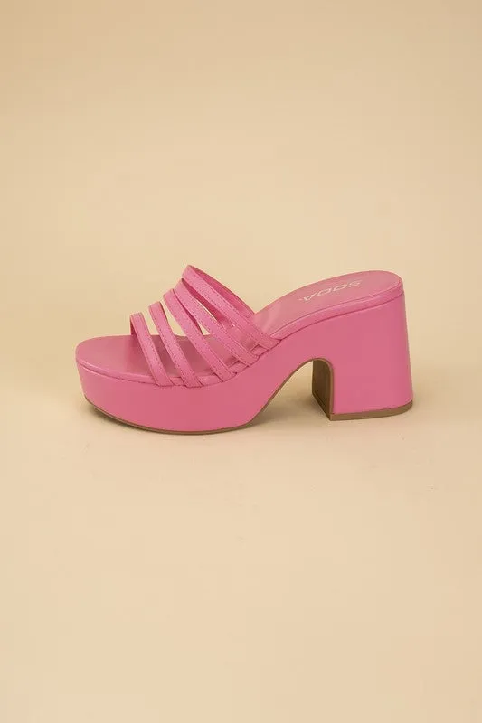 HOT PINK PLATFORM MULE SLIDES