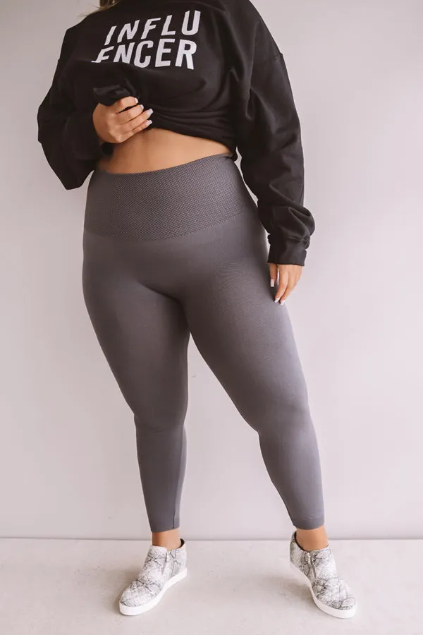 In My Element High Waist Fleece Legging In Charcoal  Curves