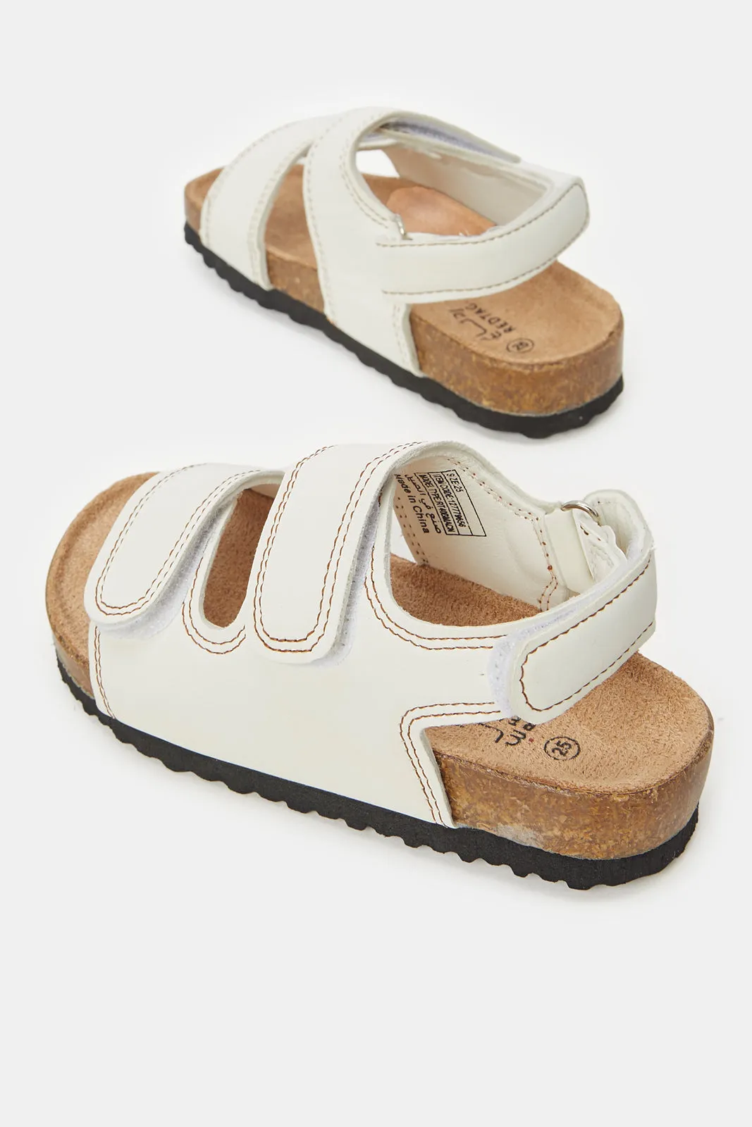 Infant Boys Cream Velcro Strap Sandal