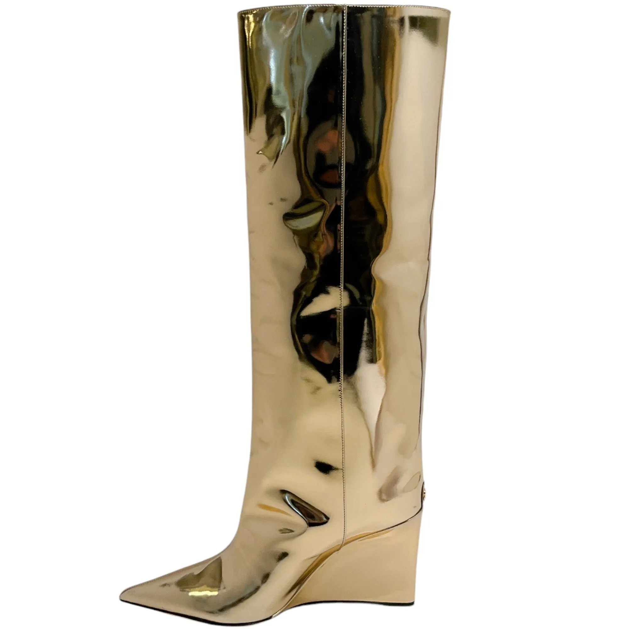 Jimmy Choo Gold Metallic Blake Wedge Boots