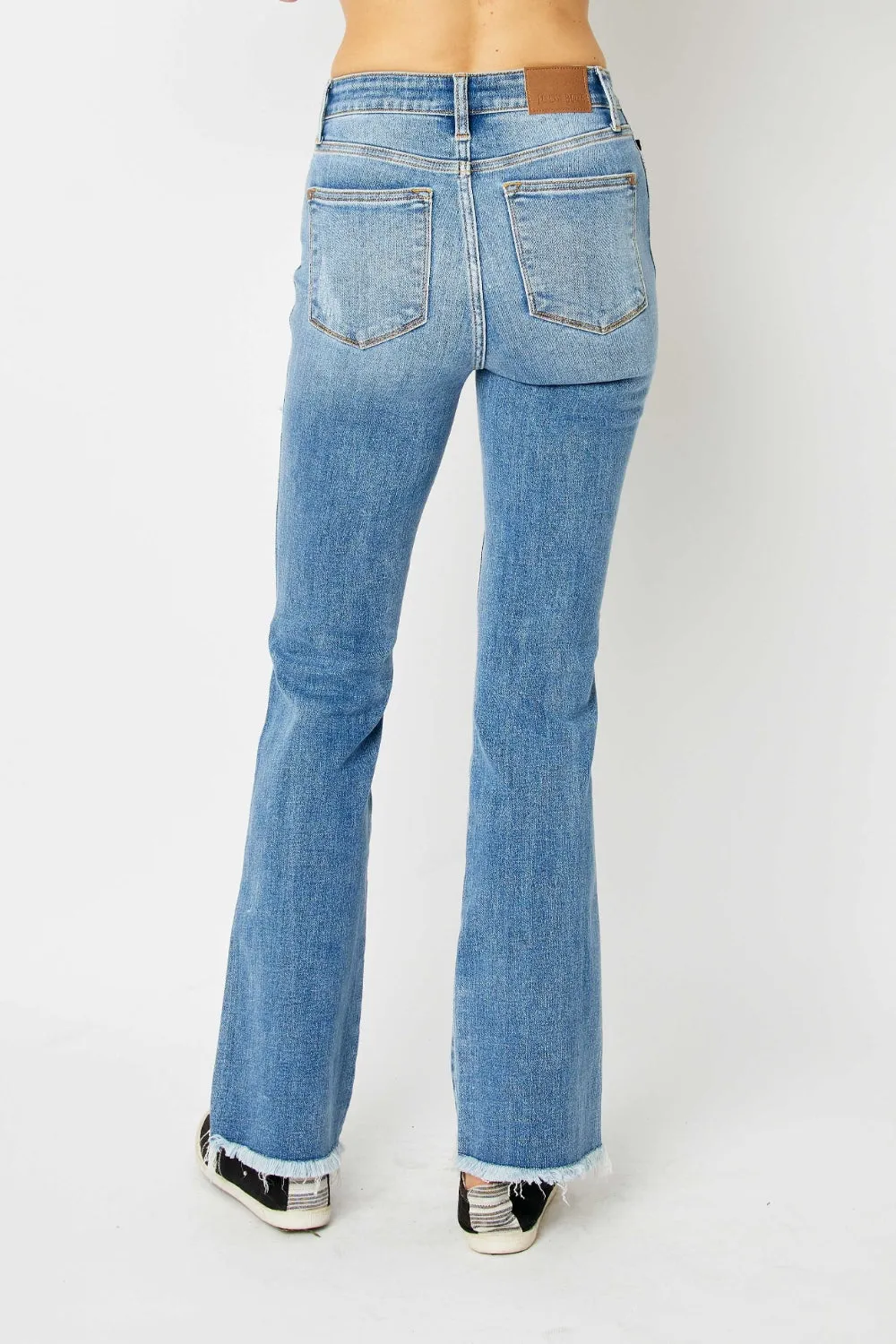 Judy Blue Distressed Raw Hem Bootcut Jeans [Online Exclusive]