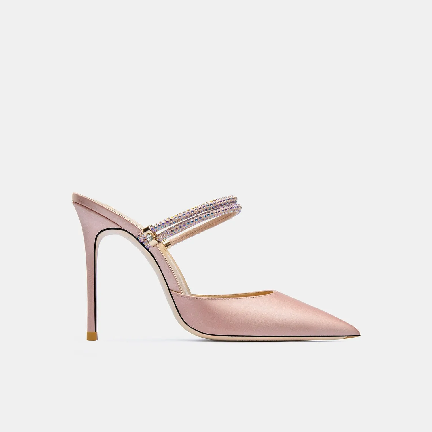 Julia Champagne Satin Mule Heels