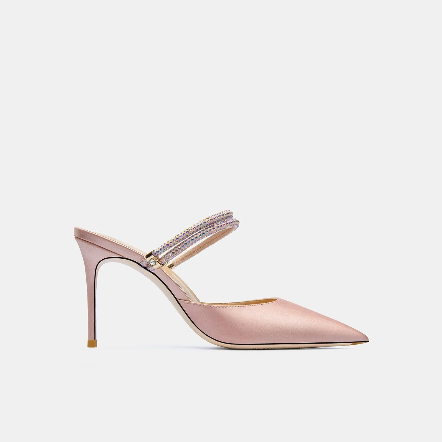 Julia Champagne Satin Mule Heels