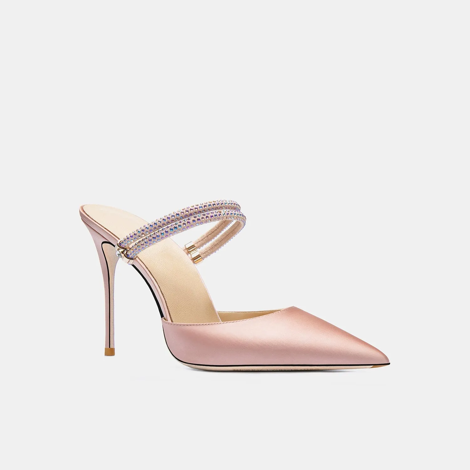 Julia Champagne Satin Mule Heels