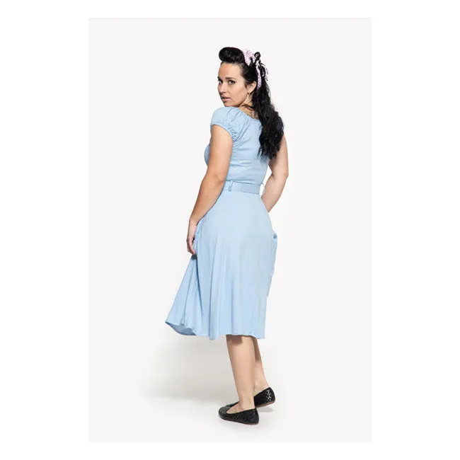 King Kerosin Queen Kerosin Swing Blanco Denim Ladies Dress Mid Blue