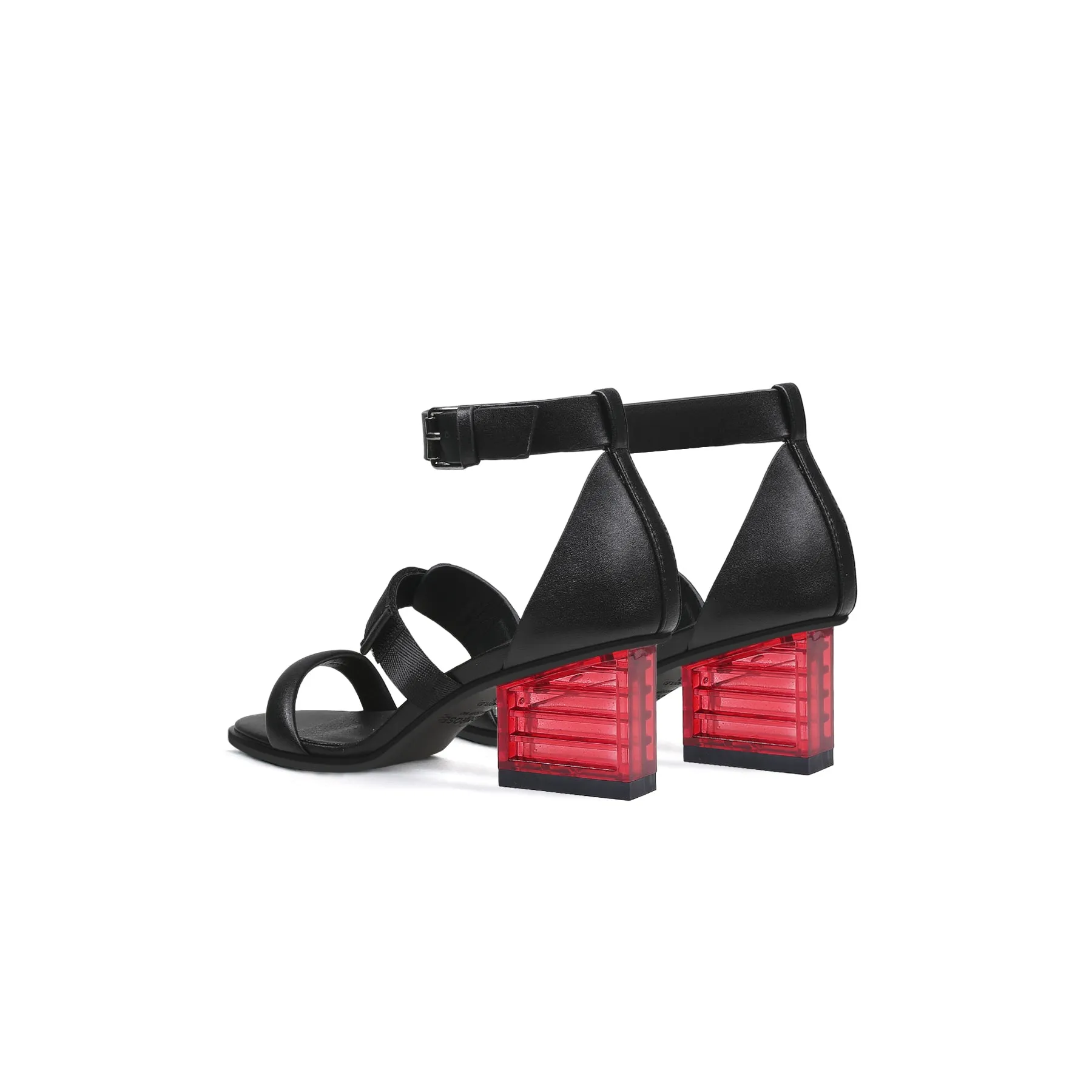 Leather Wrap Strap Sandals with Glass Heels