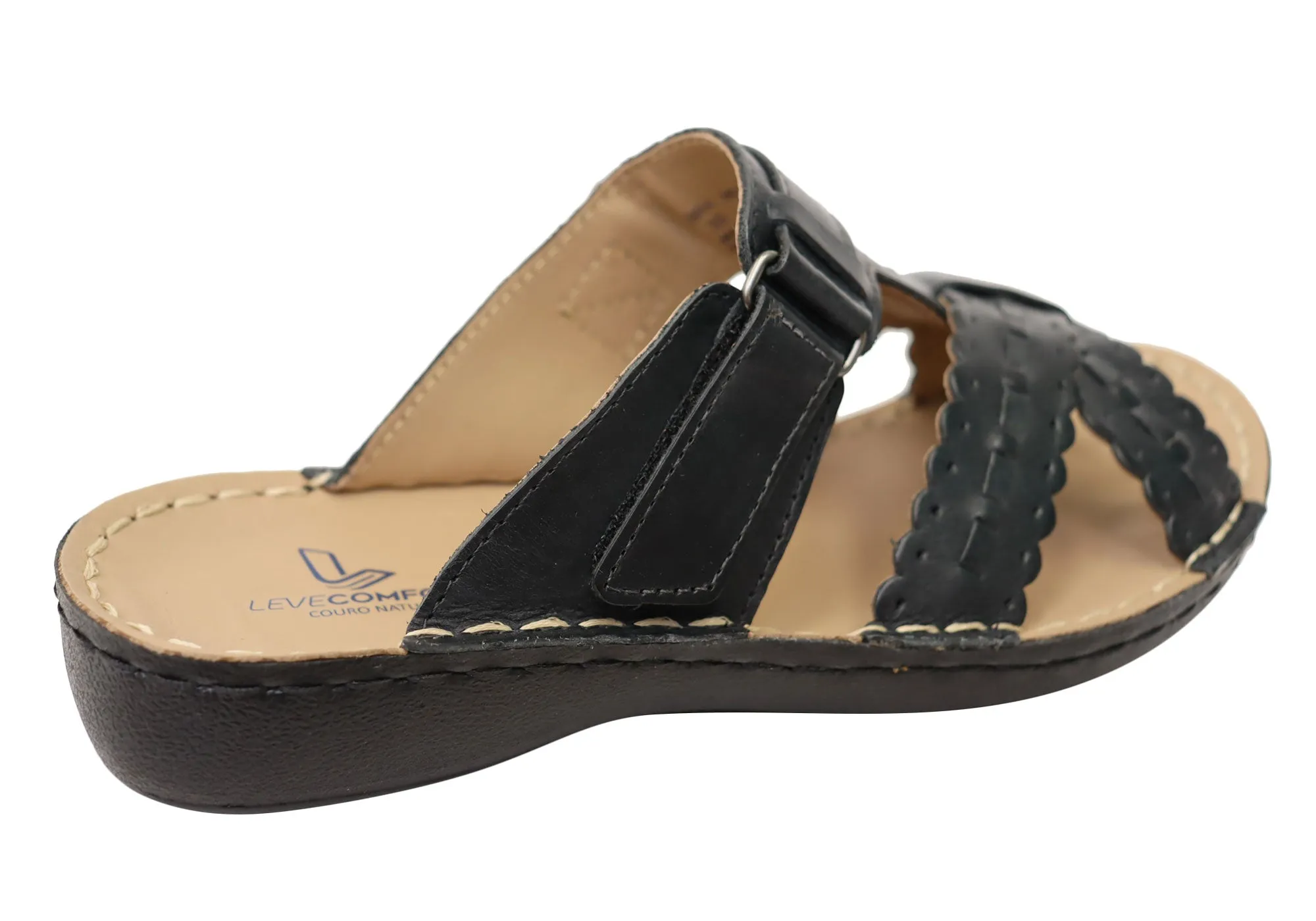 Levecomfort Lesley Womens Brazilian Comfortable Leather Slides Sandals