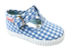 Light Blue Gingham T-Strap