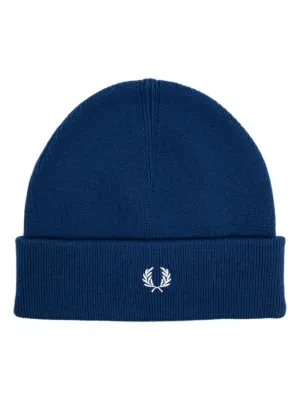 logo-embroidered ribbed-knit beanie