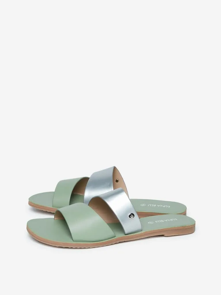 LUNA BLU Green Two-Toned Slides