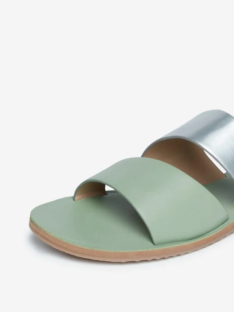 LUNA BLU Green Two-Toned Slides