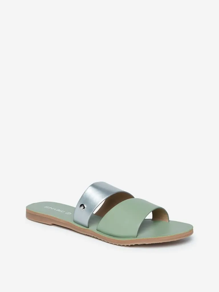 LUNA BLU Green Two-Toned Slides