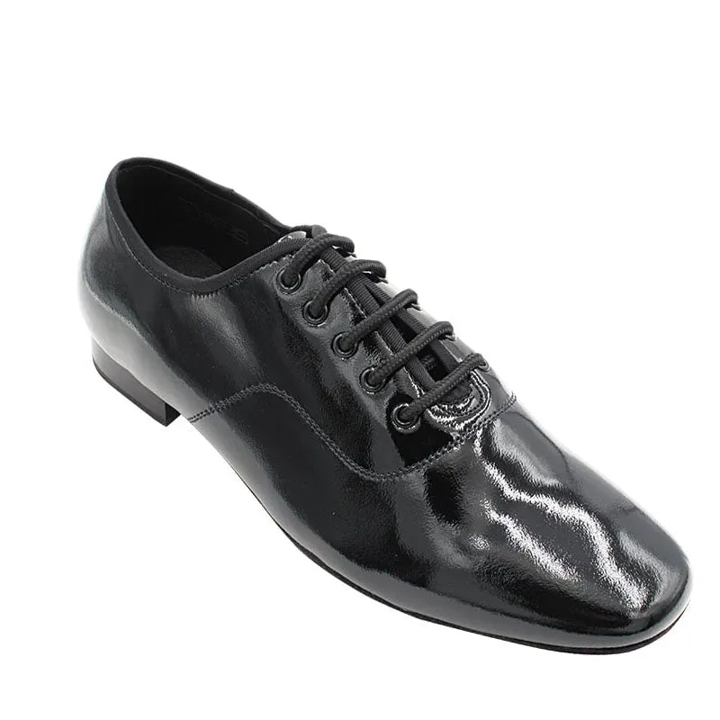 Men's 2cm Black Patent Leather Heels Ballroom Dance Shoes